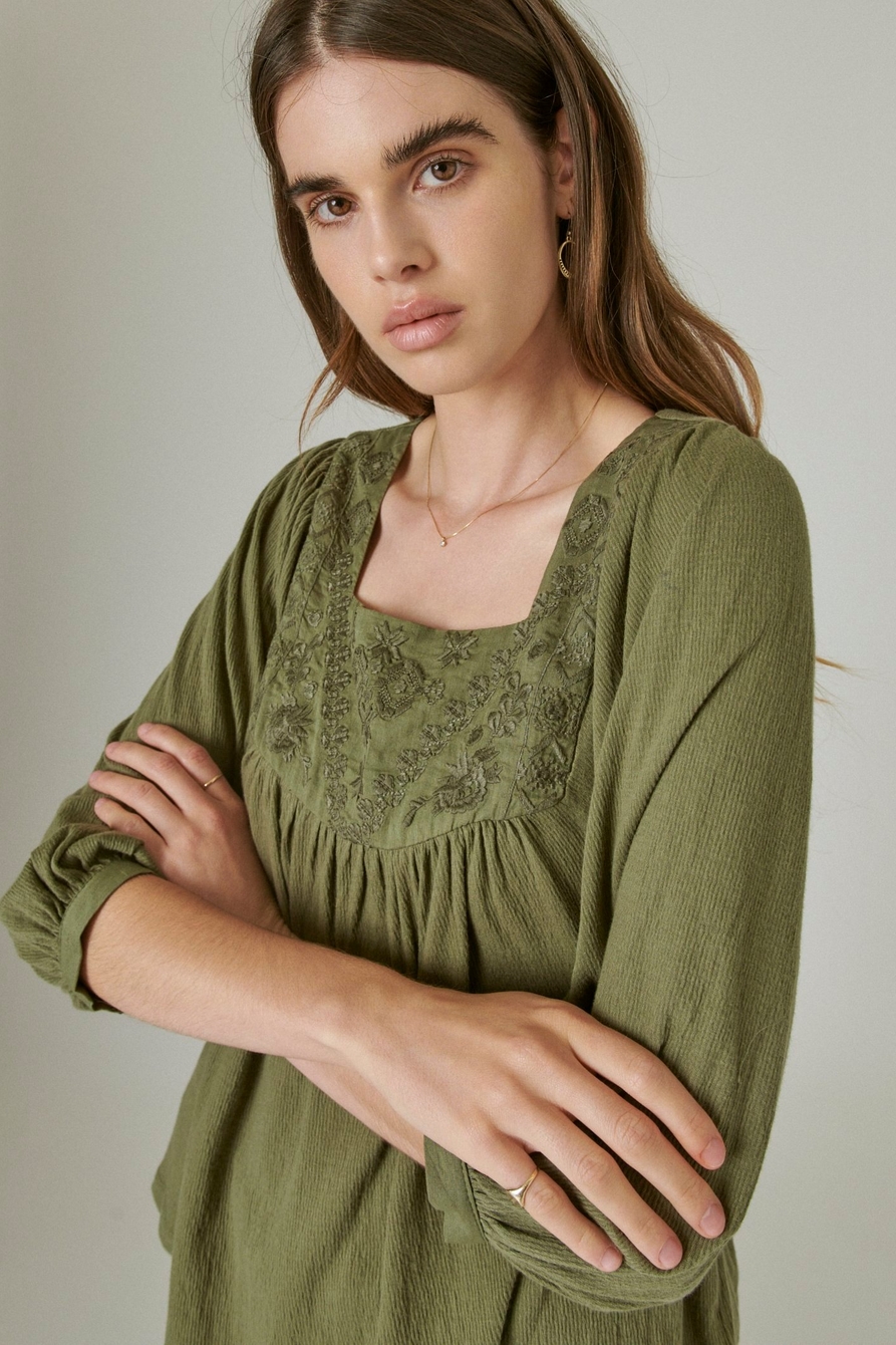 TONAL EMBROIDERED SQUARE NECK BLOUSE, image 5