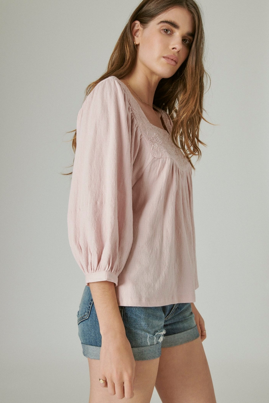 TONAL EMBROIDERED SQUARE NECK BLOUSE, image 3