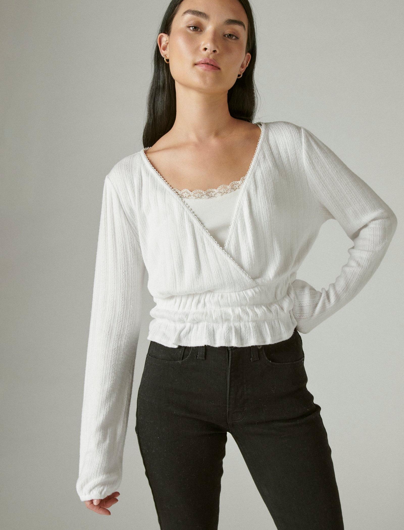 POINTELLE SURPLICE TOP