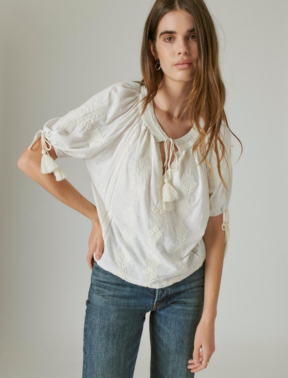 EMBROIDERED SHORT SLEEVE BLOUSE, image 1