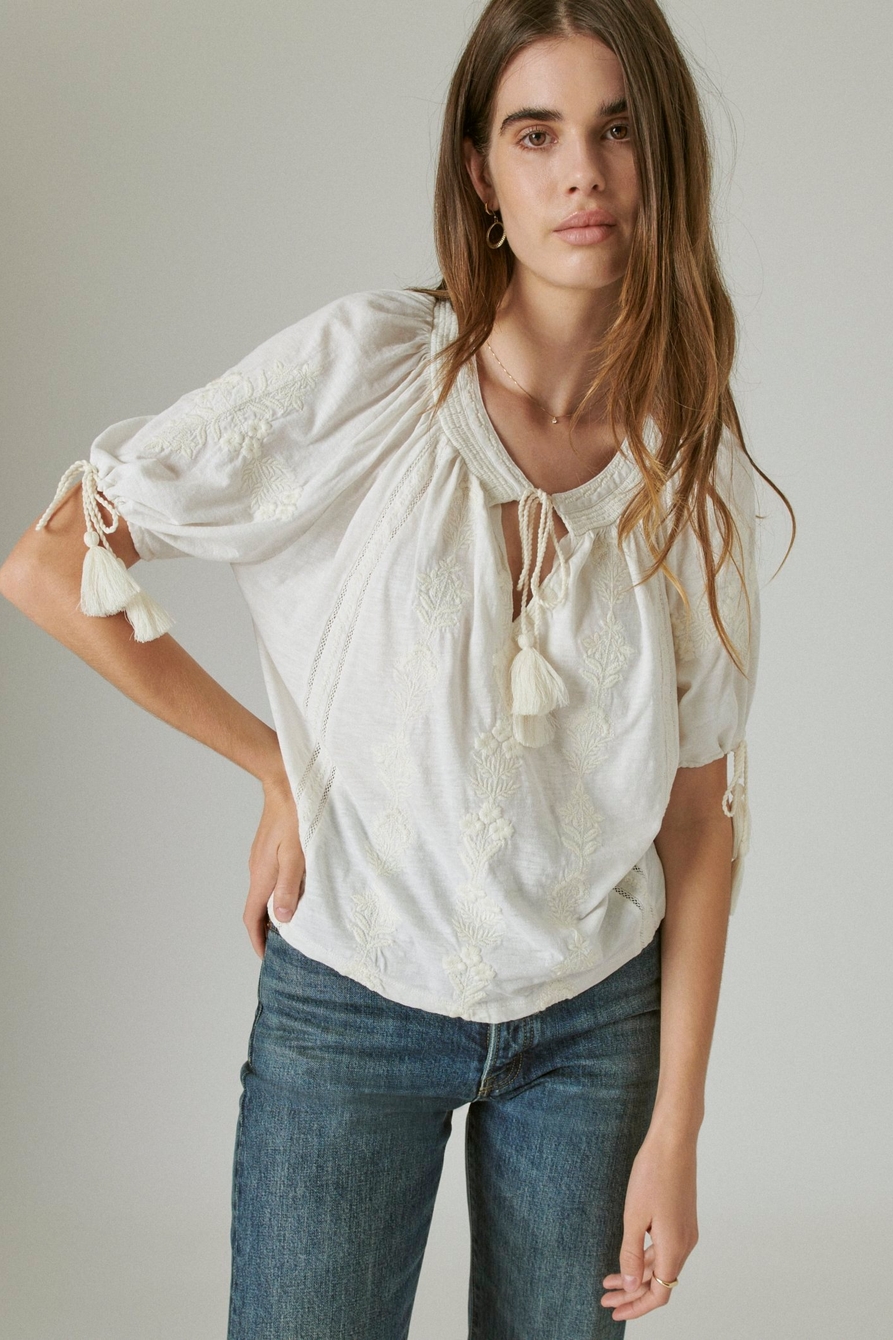 EMBROIDERED SHORT SLEEVE BLOUSE, image 1