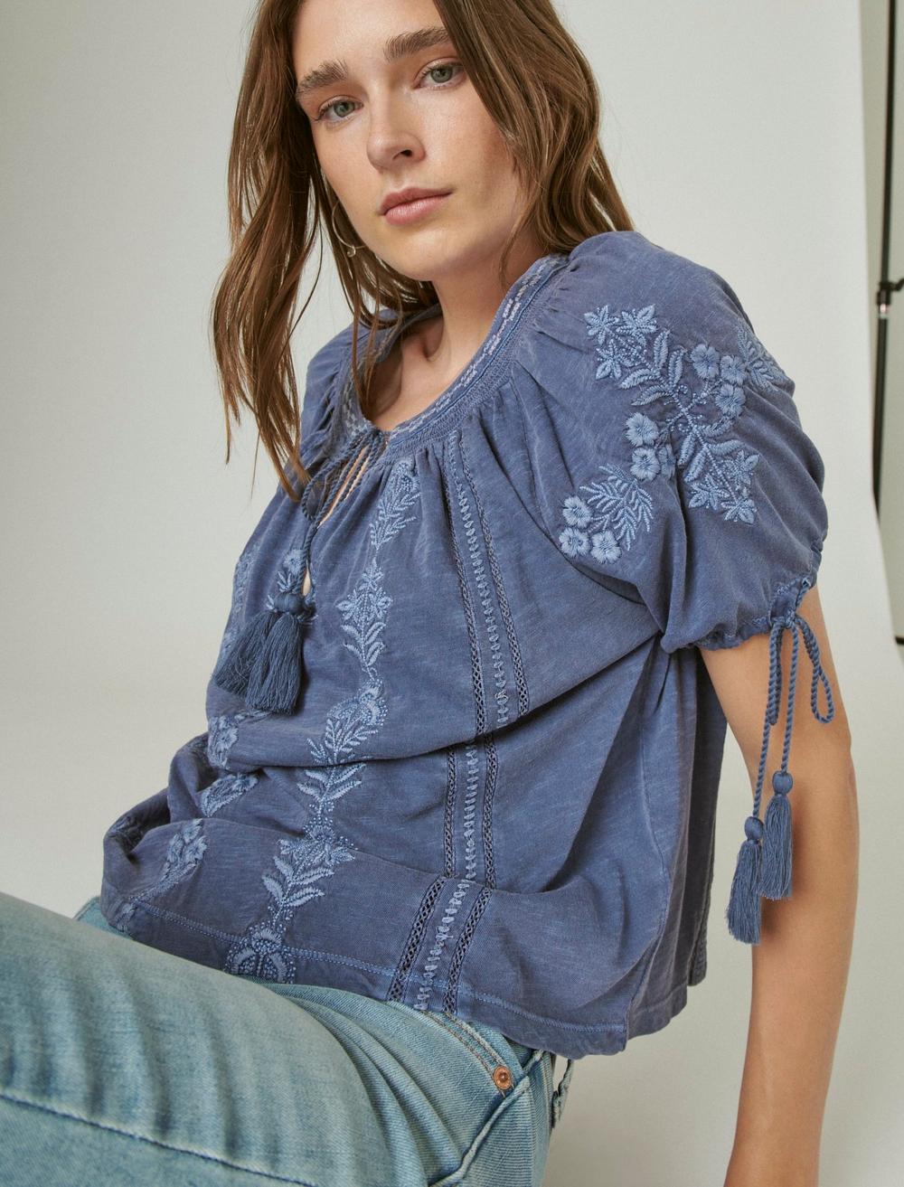 EMBROIDERED SHORT SLEEVE BLOUSE, image 6