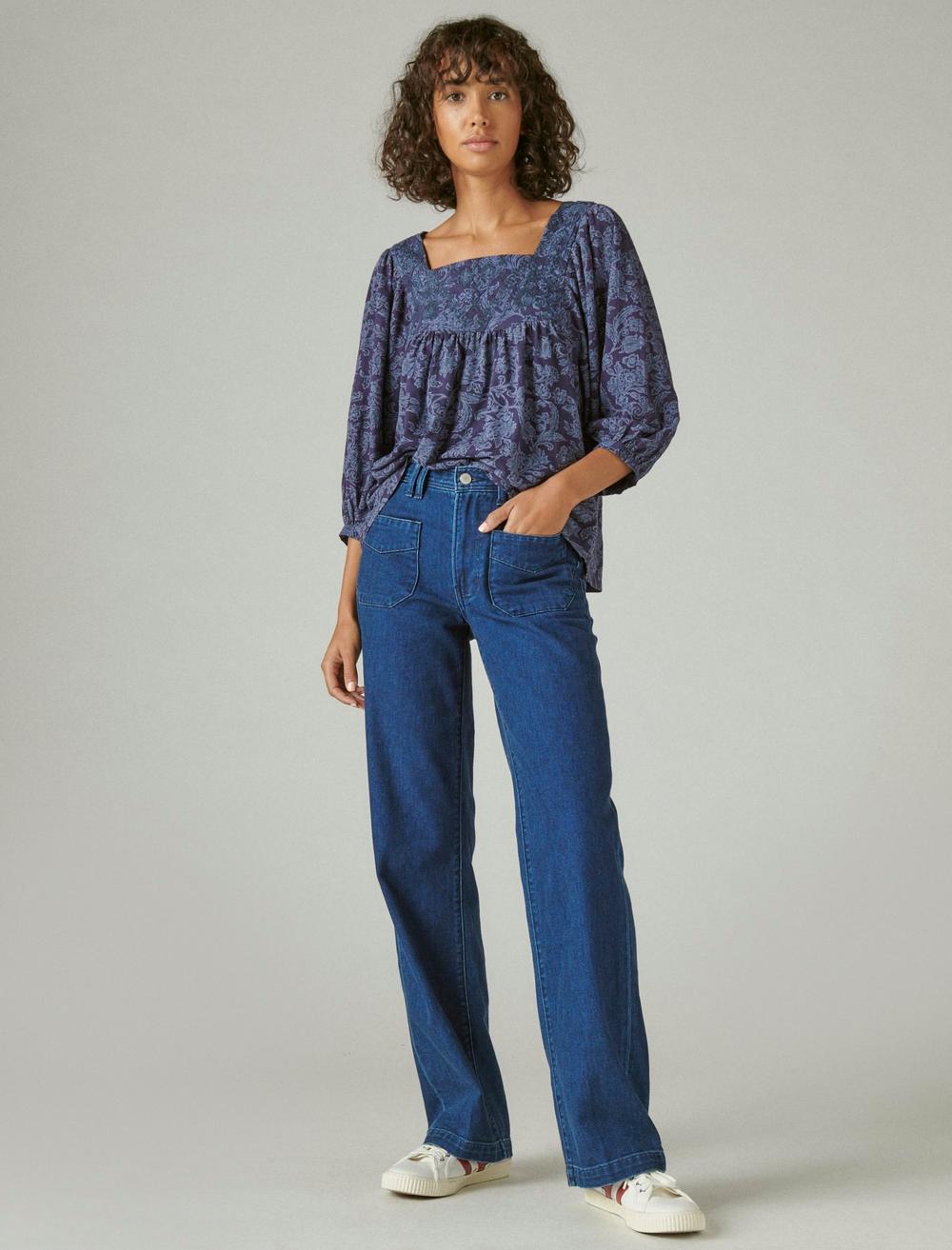TONAL EMBROIDERED SQUARE NECK BLOUSE, image 2