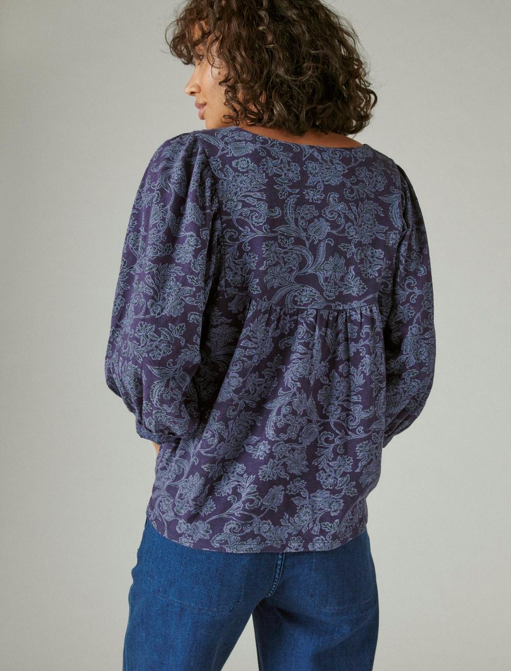 TONAL EMBROIDERED SQUARE NECK BLOUSE, image 4