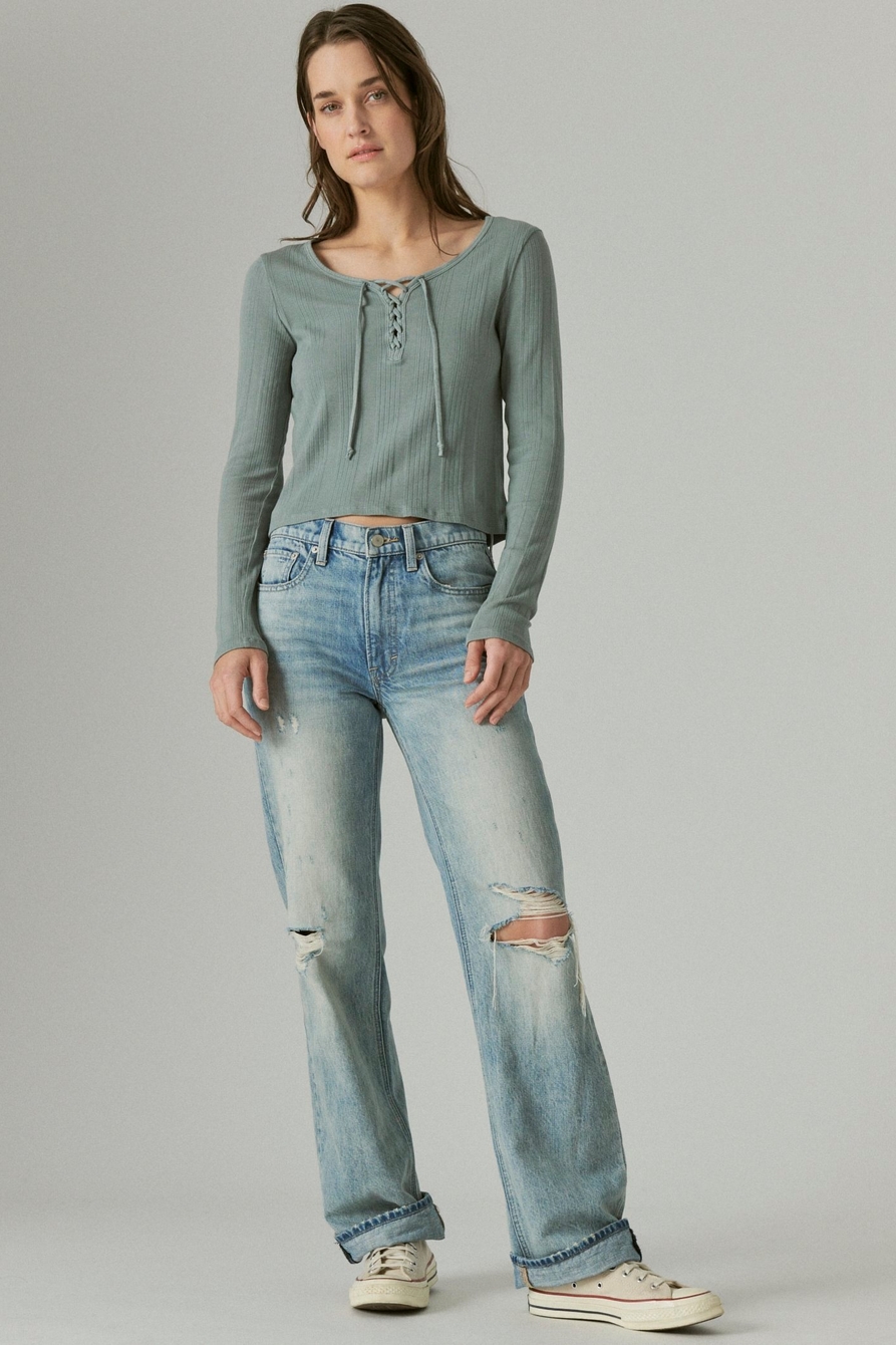 LACE UP LONG SLEEVE TOP, image 2