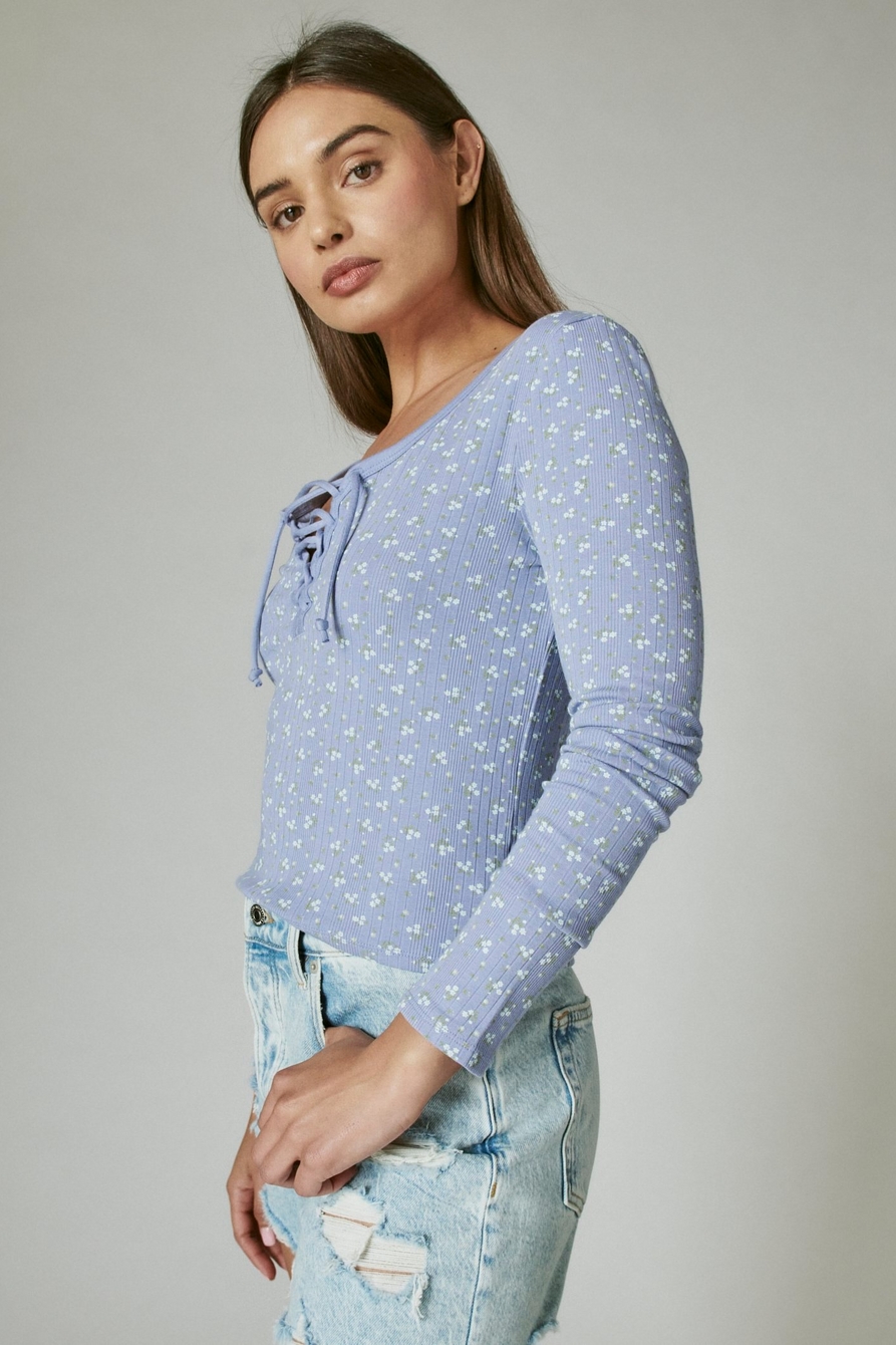 LACE UP LONG SLEEVE TOP | Lucky Brand