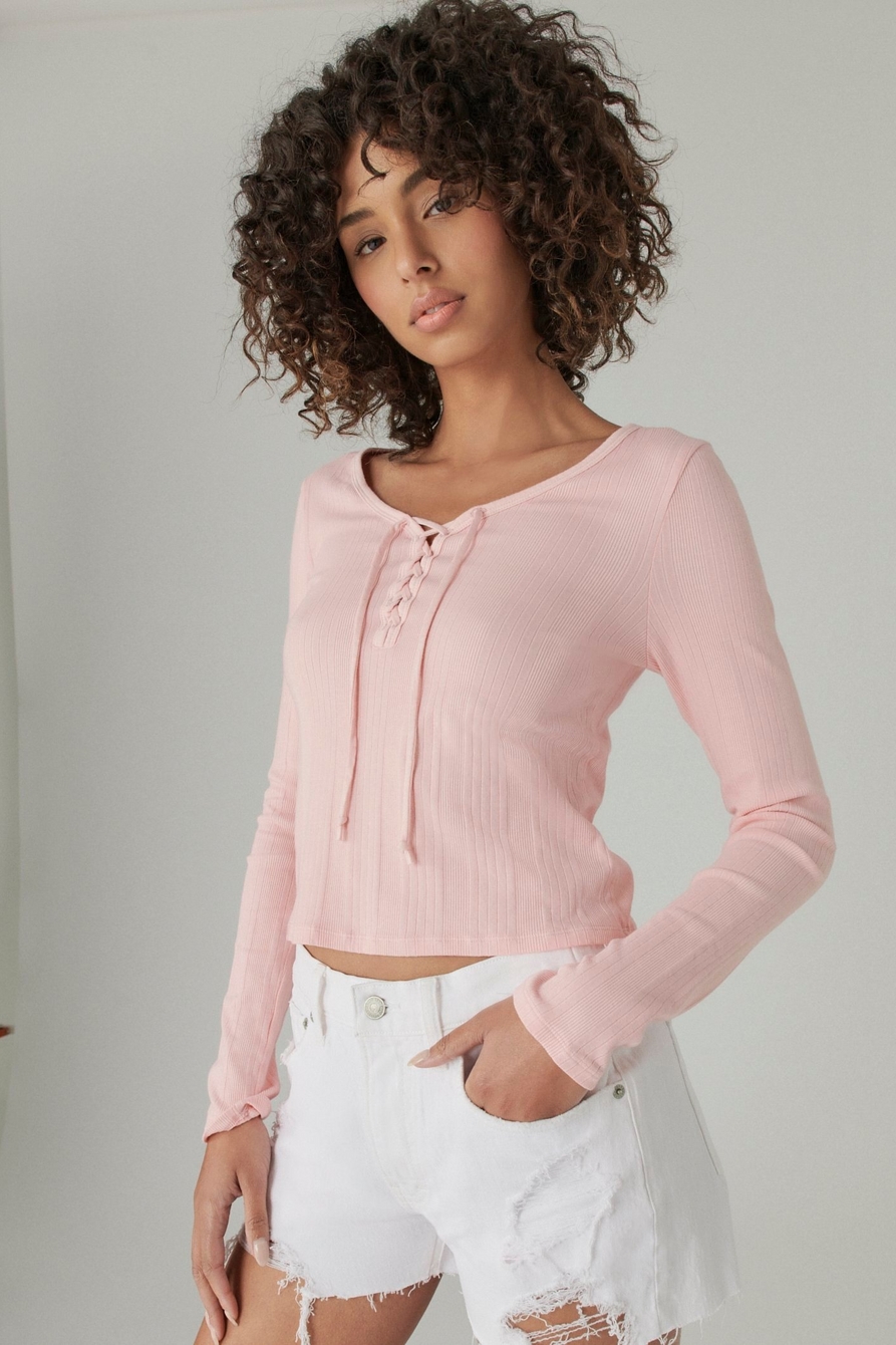 LACE UP LONG SLEEVE TOP, image 3