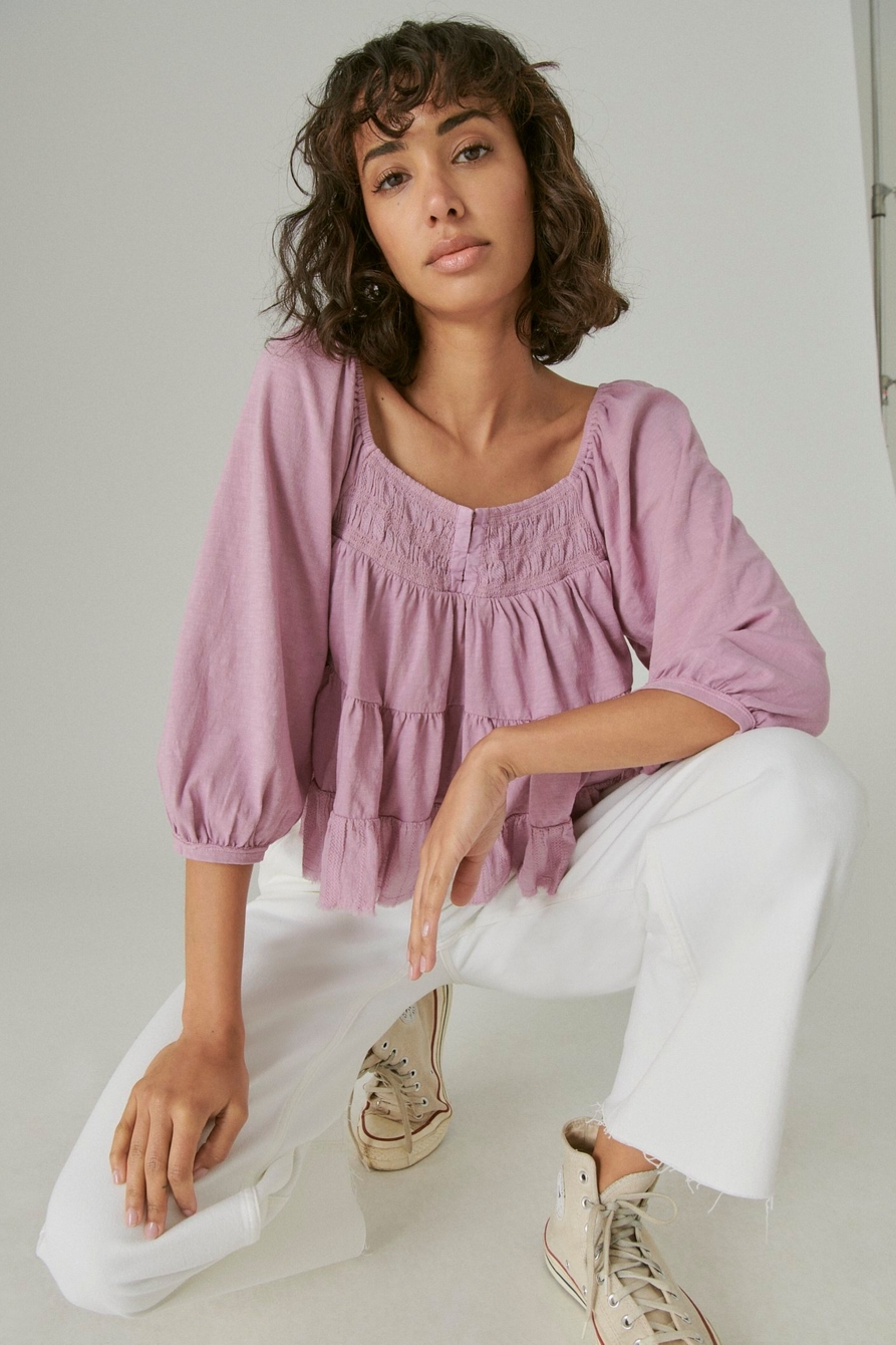 TEXTURED LONG SLEEVE TOP, image 1