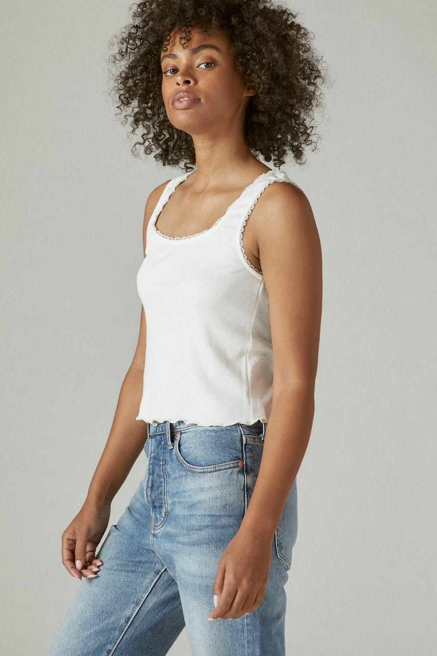 Lucky Brand white with black stitching tank top