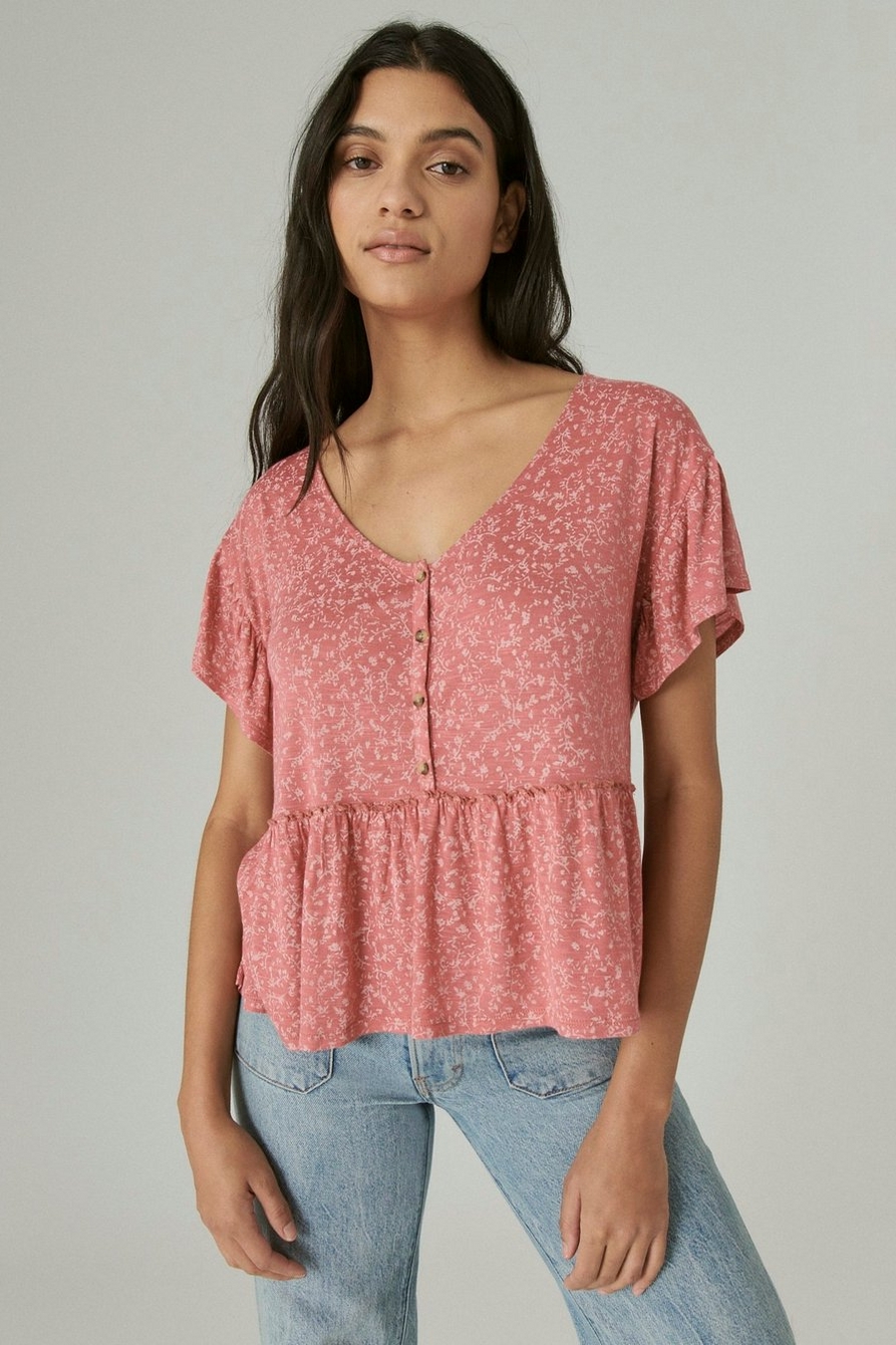 SHORT SLEEVE BUTTON TOP, image 1