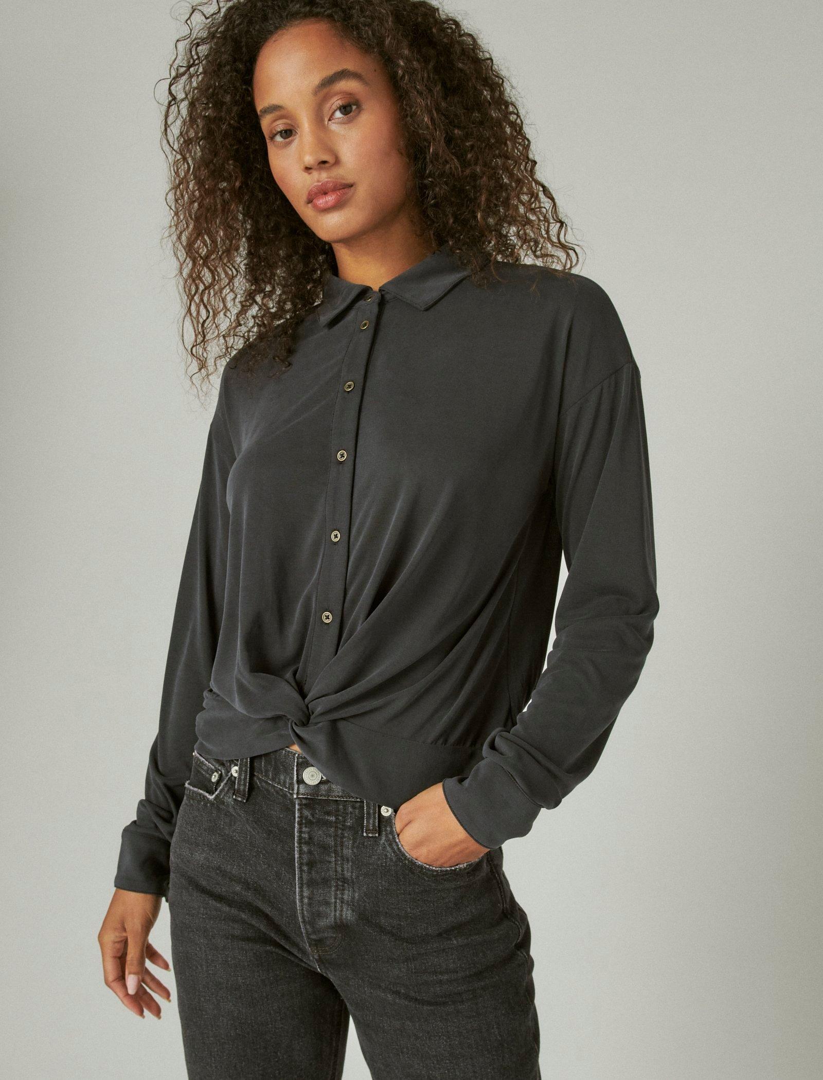 SANDWASH TWIST FRONT LONG SLEEVE BUTTON UP SHIRT | Lucky Brand