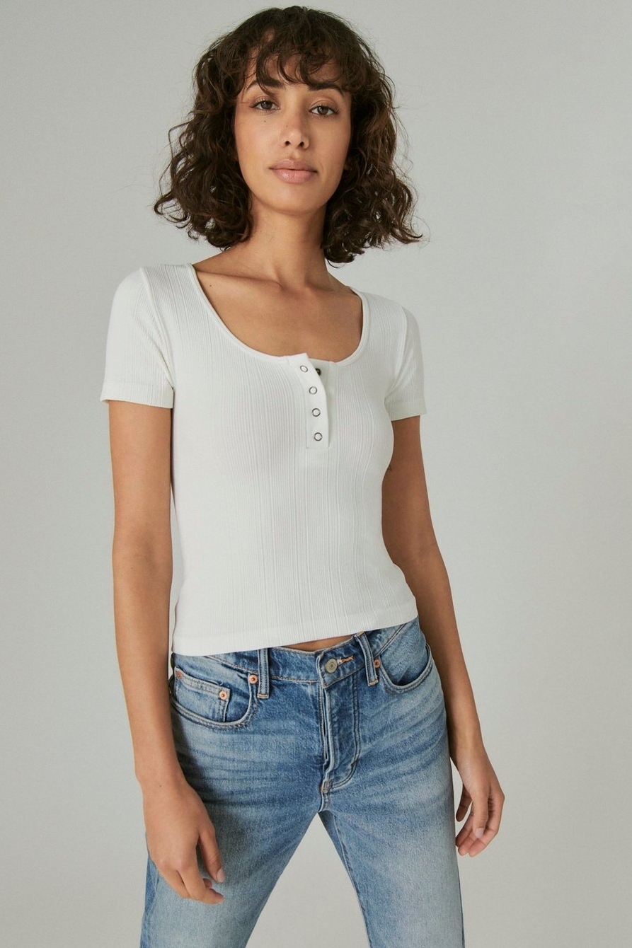 Seriously Soft Seamless Cropped Snap Henley