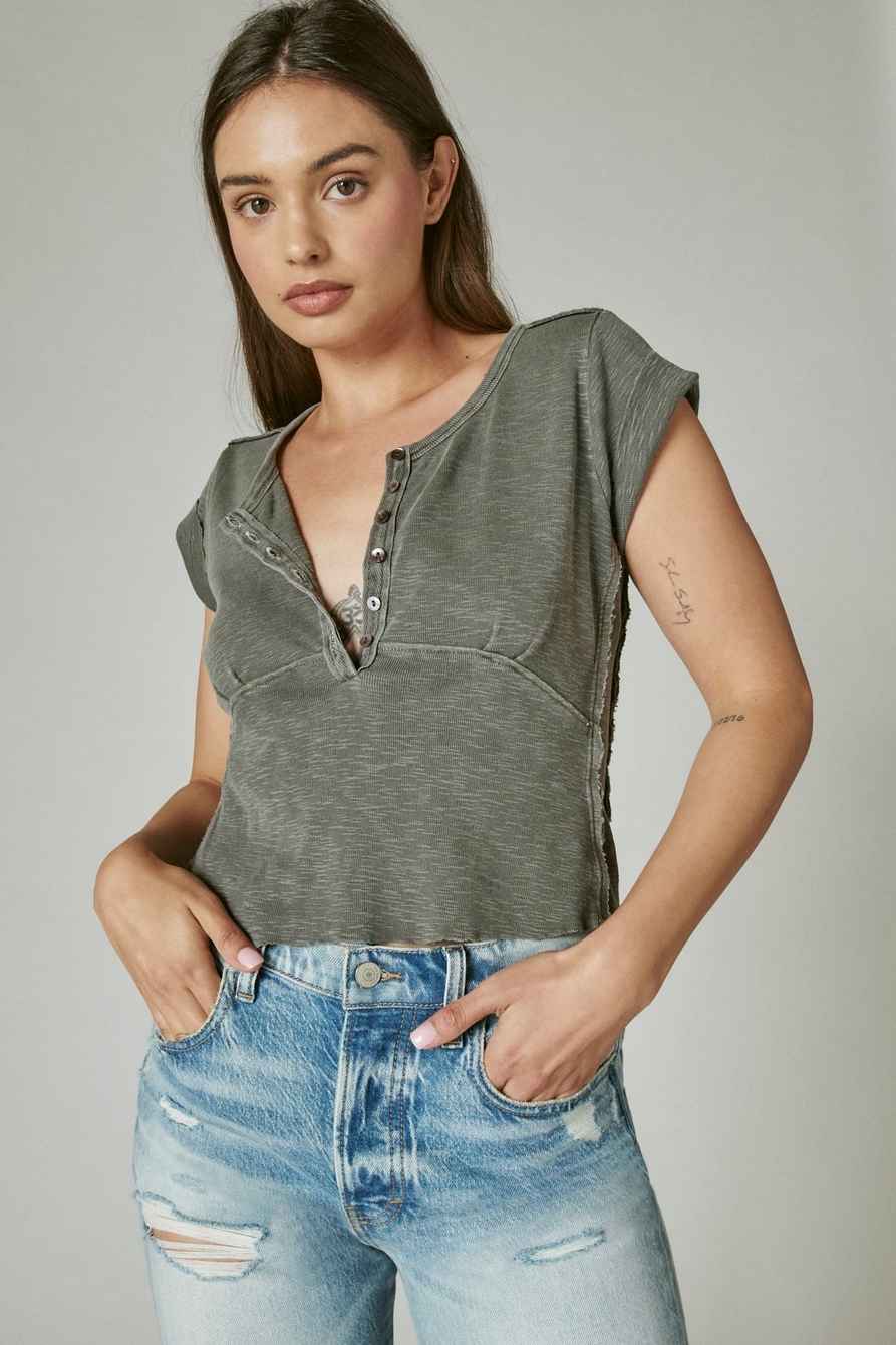 KNIT HENLEY TEE, image 1
