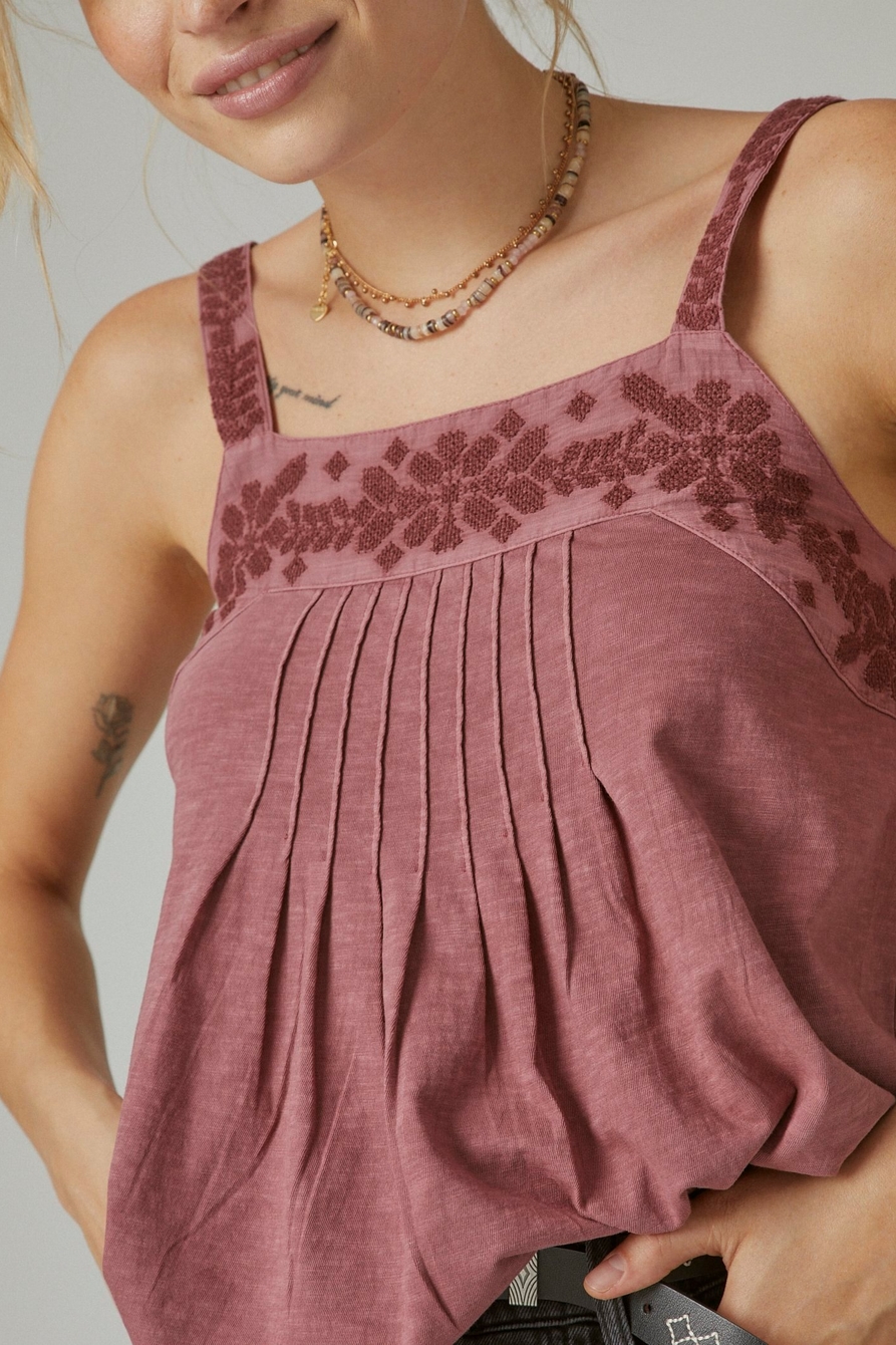 SQUARE NECK EMBROIDERED TANK | Lucky Brand