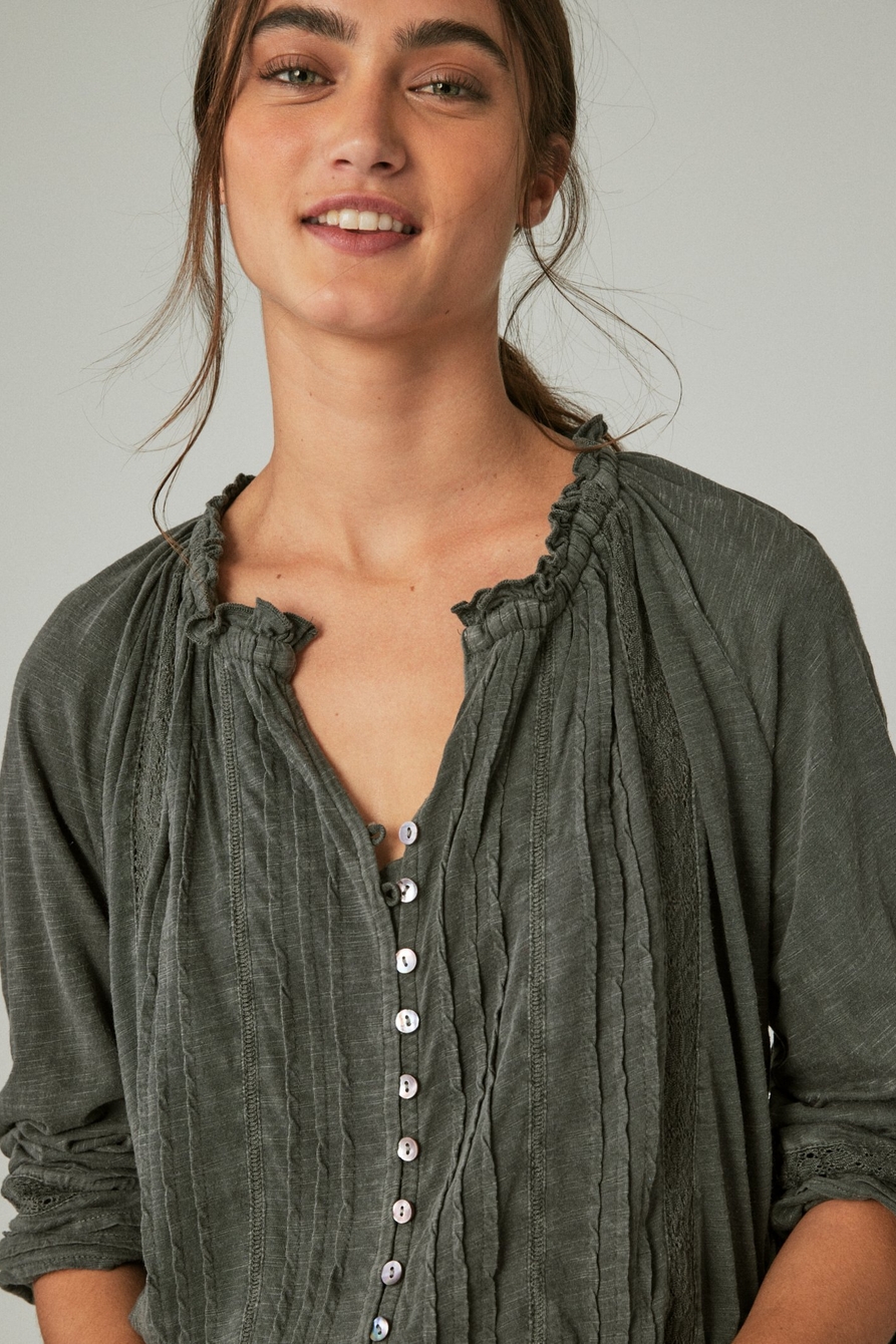 EMBROIDERED PEASANT LACE TRIM TOP, image 3