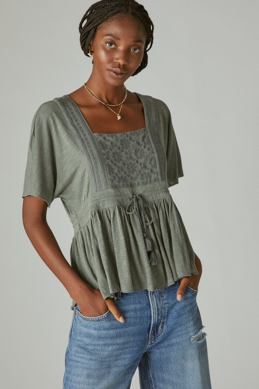 EMBROIDERED SQUARE NECK TOP, image 2