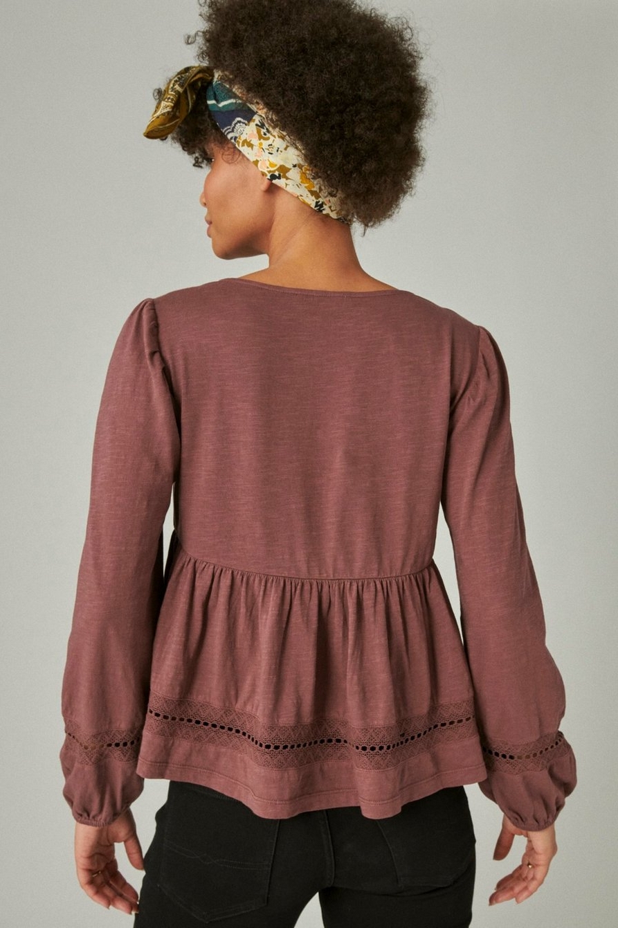 PINTUCK LACE LONG SLEEVE TOP, image 2