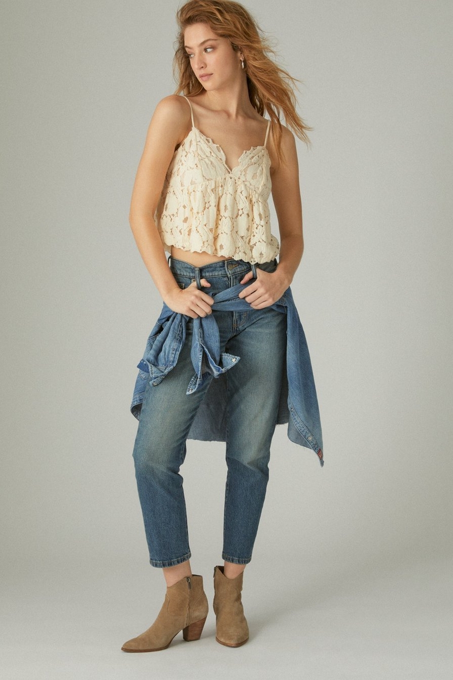 Lucky Brand Women's Lace Skinny Strap Tank Top, Sand Dollar, Small :  : Clothing, Shoes & Accessories