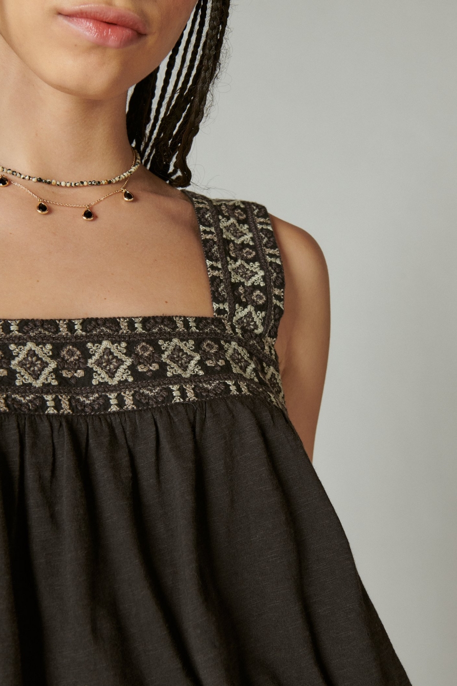 EMBROIDERED SQUARE NECK TANK, image 3