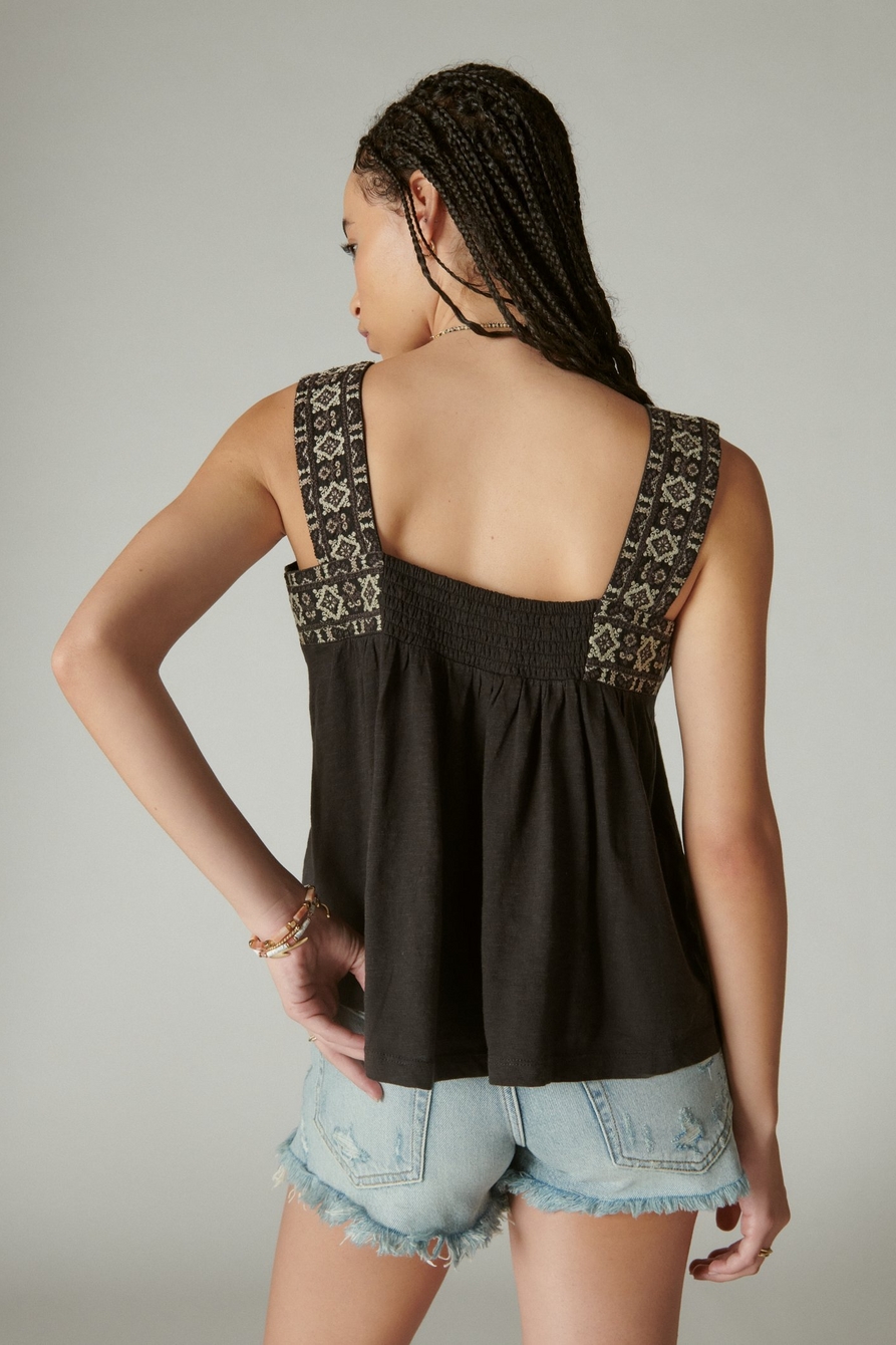 EMBROIDERED SQUARE NECK TANK, image 4