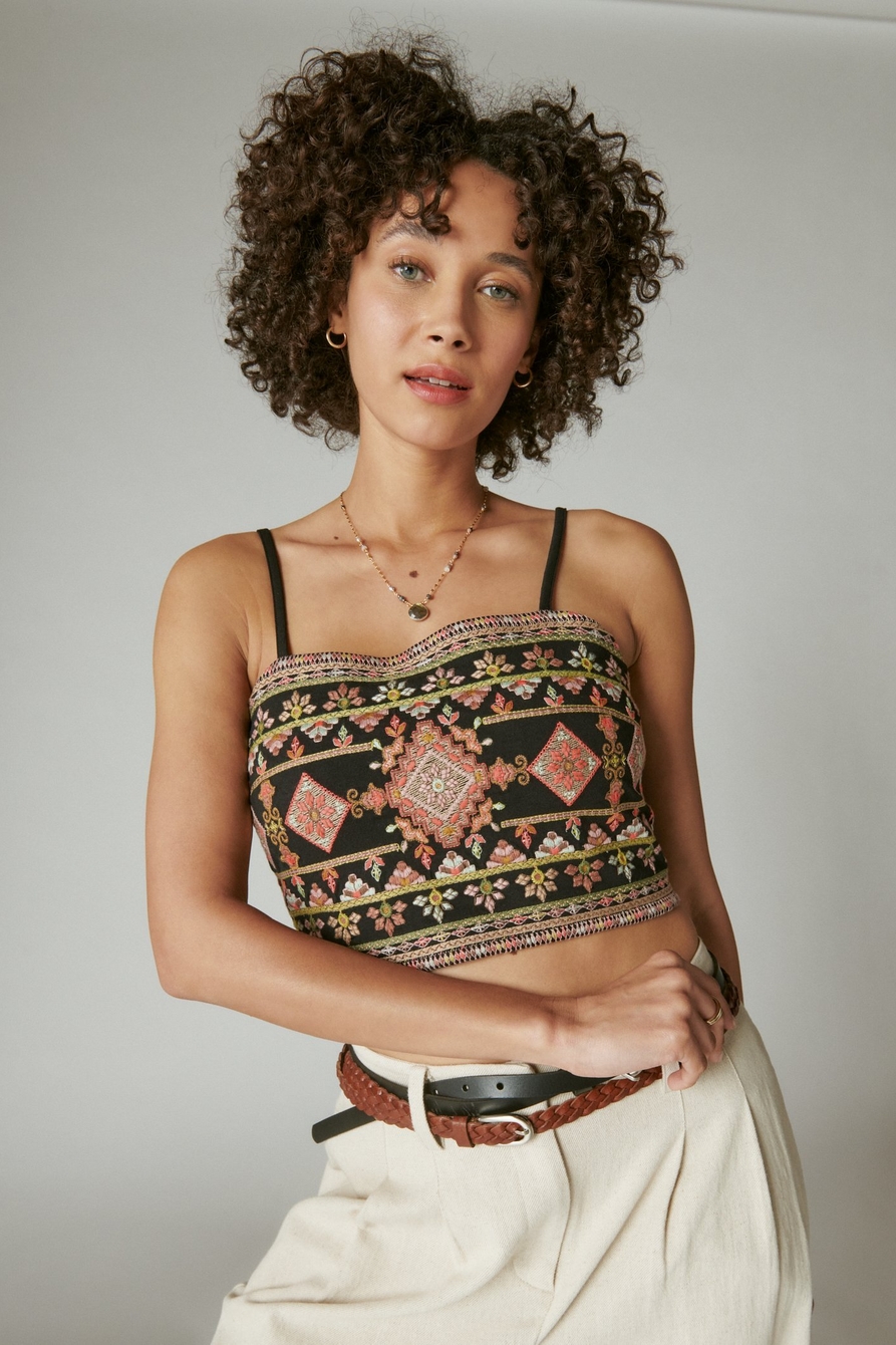 GEO EMBROIDERED CROPPED TANK