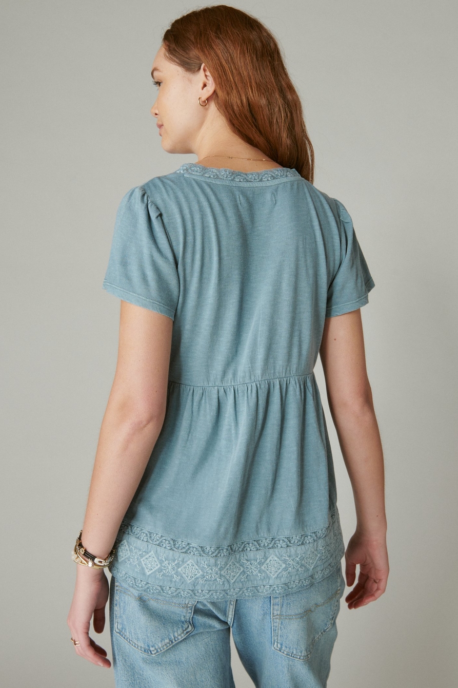 EMBROIDERED SQUARE NECK TOP  Square neck top, Lucky brand tops