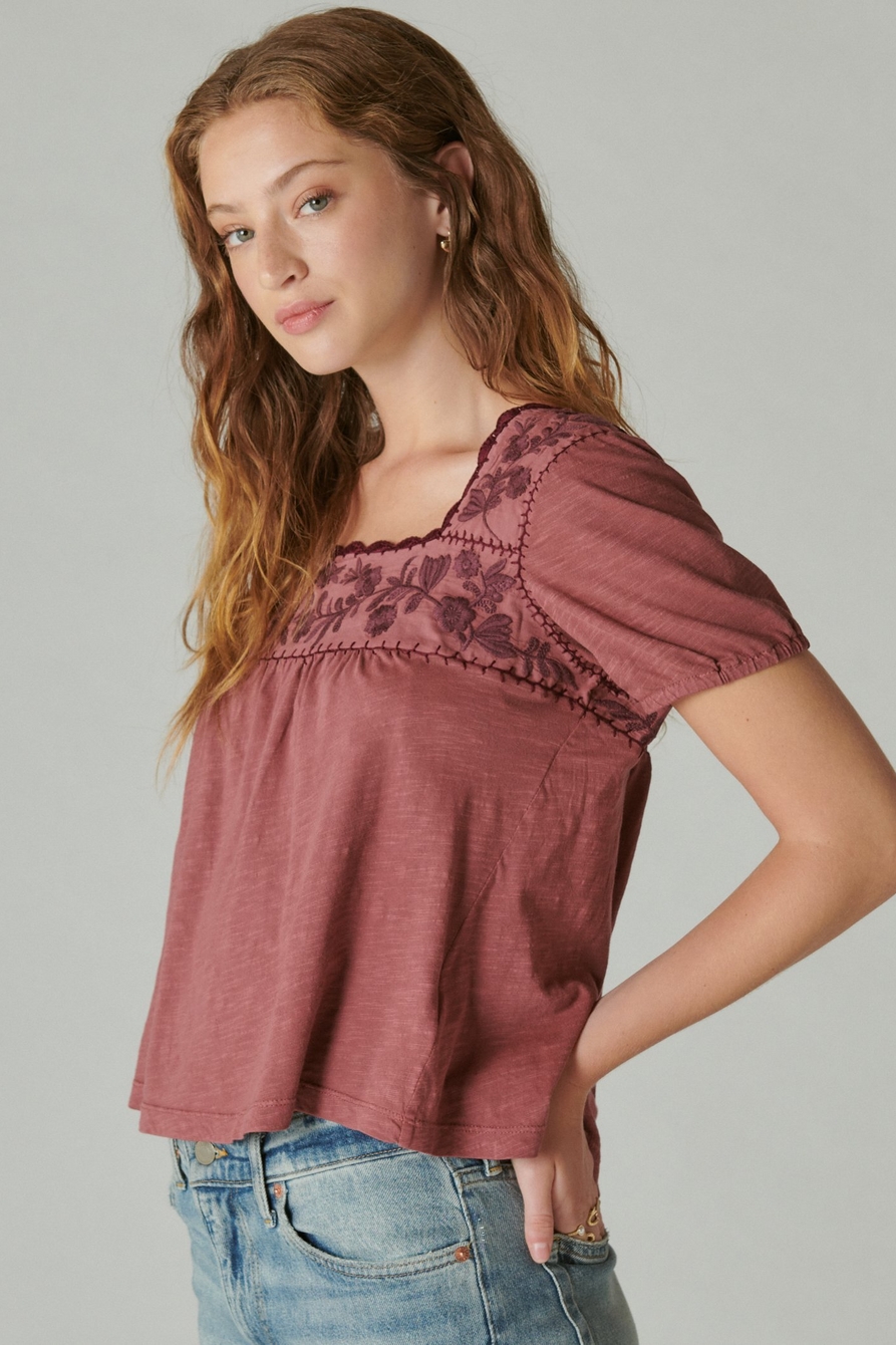 OVERDYED EMBROIDERED PEASANT TOP, image 2