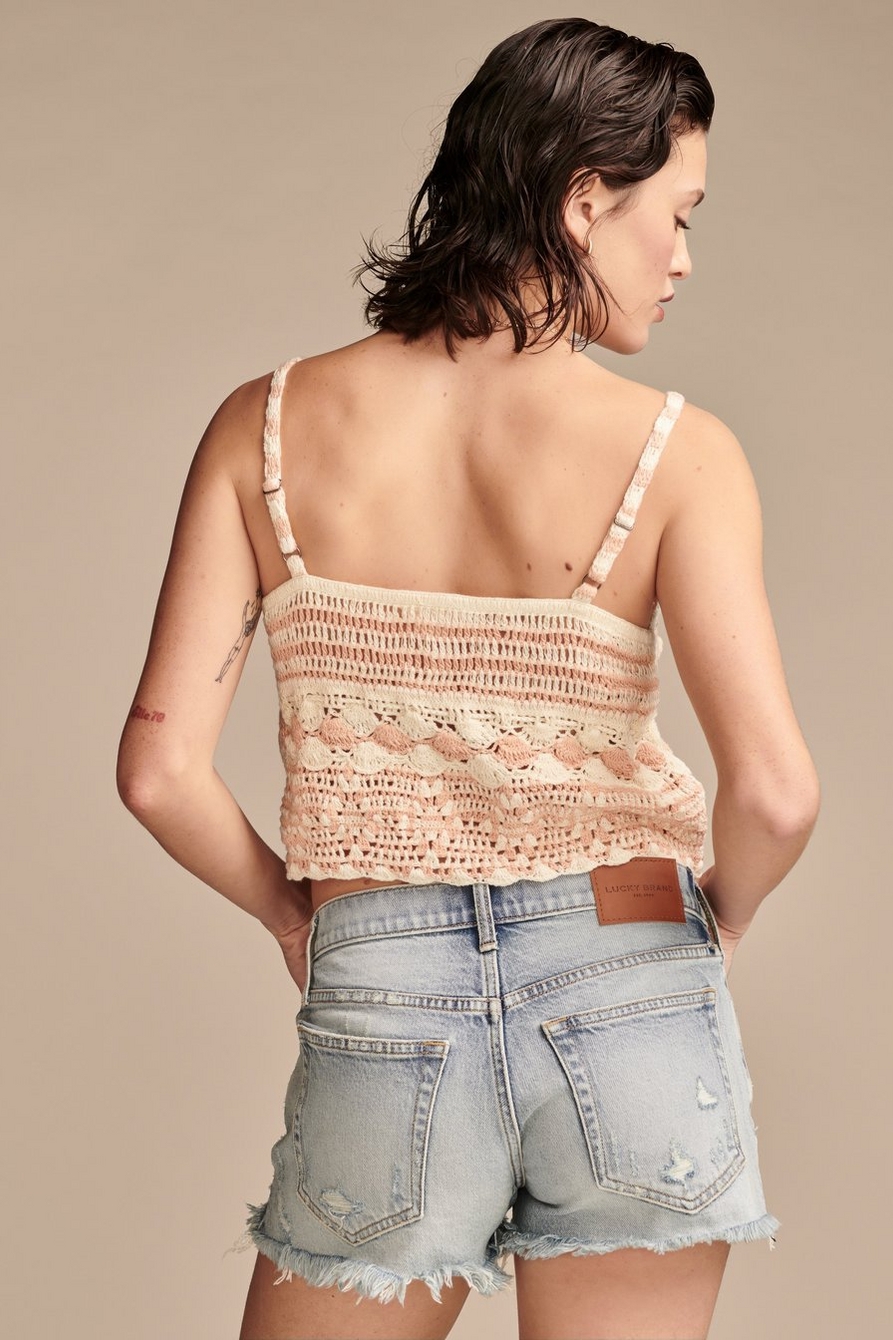 Lucky Brand Lace-front Sleeveless Tank Top in Brown