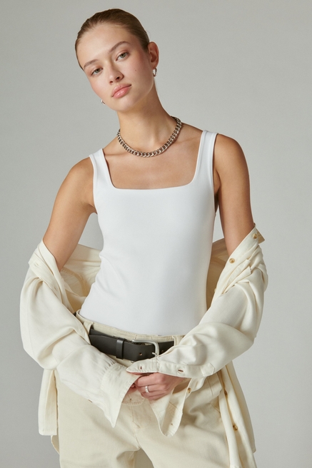 Sleeveless Bodysuit for Women, Halter Neck Tank Tops Basic Bodysuits for  Women, 2XL, White 