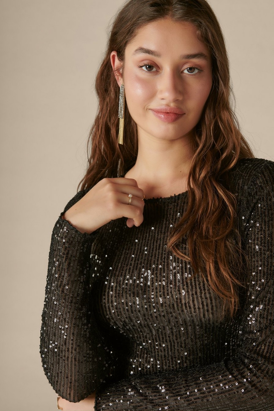 SEQUIN KNIT TOP, image 3