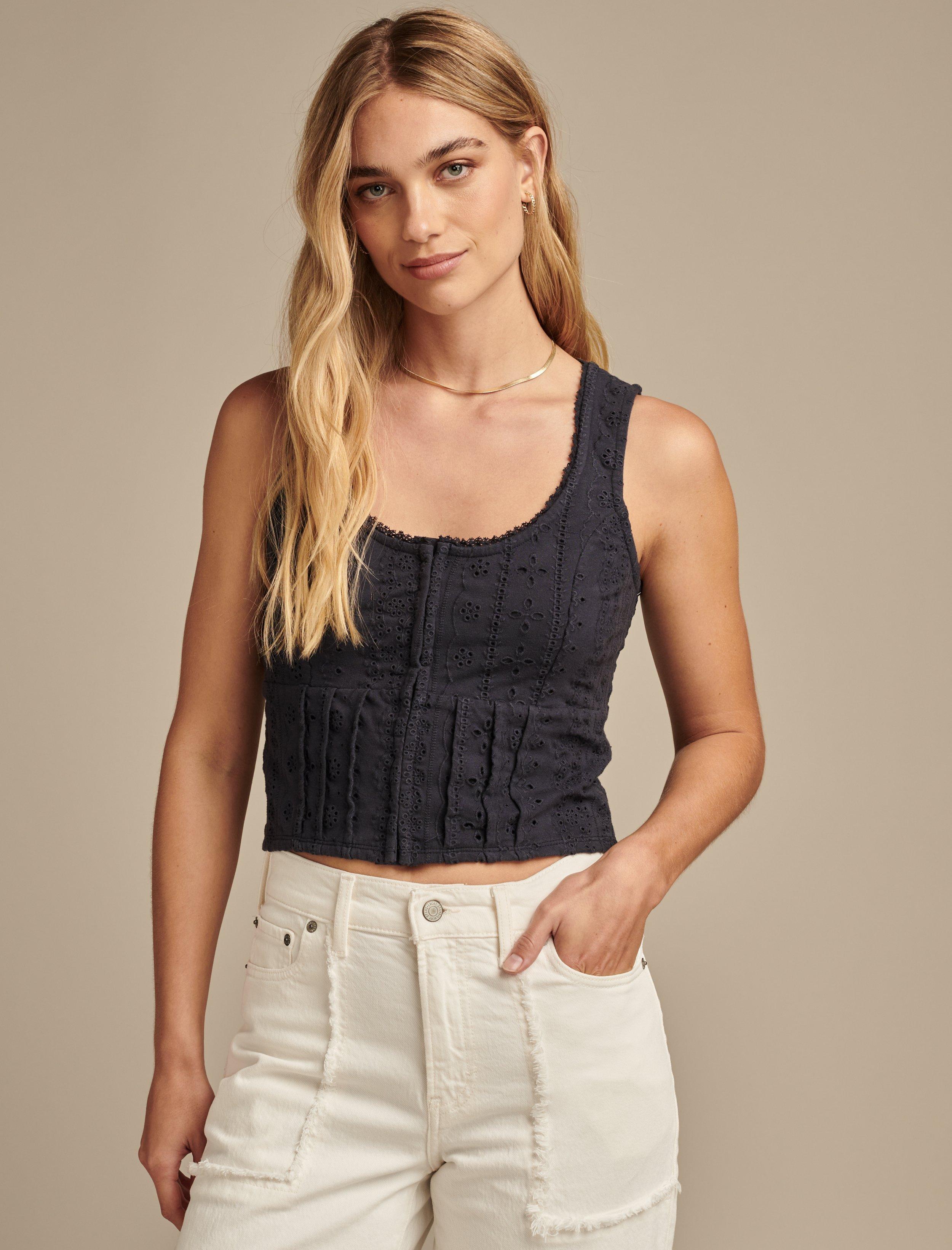 KNIT EYELET CORSET TOP