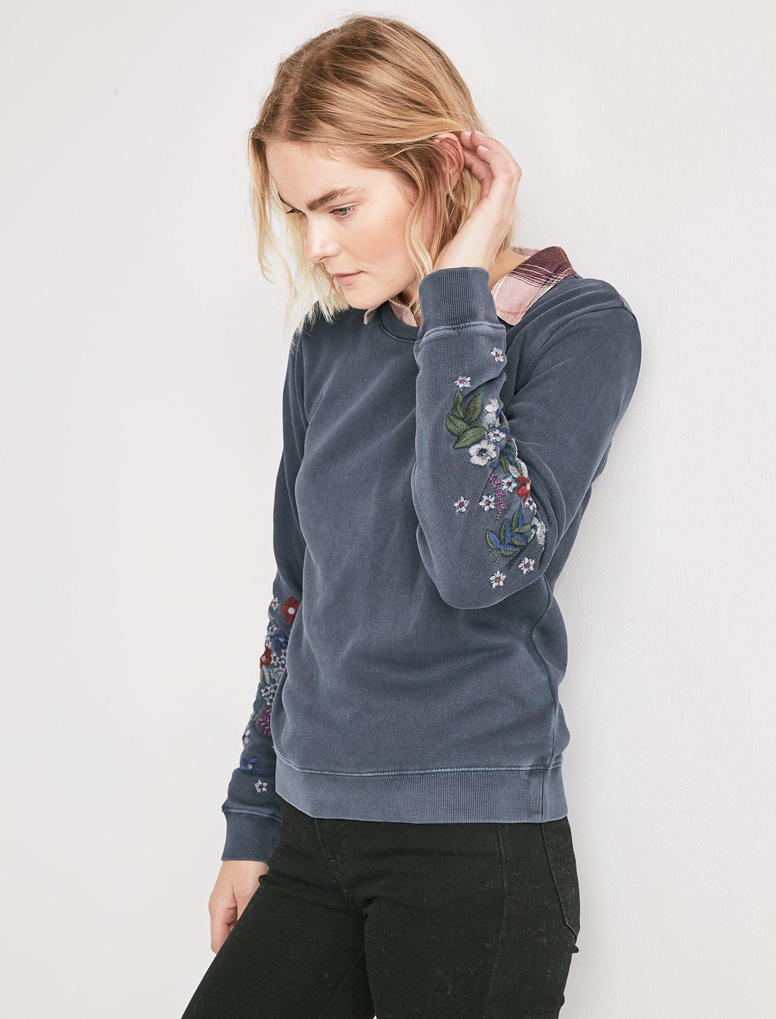 embroidered flower sweatshirt