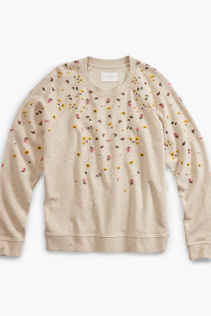 TOSSED FLORAL EMBROIDERY PULLOVER, image 1