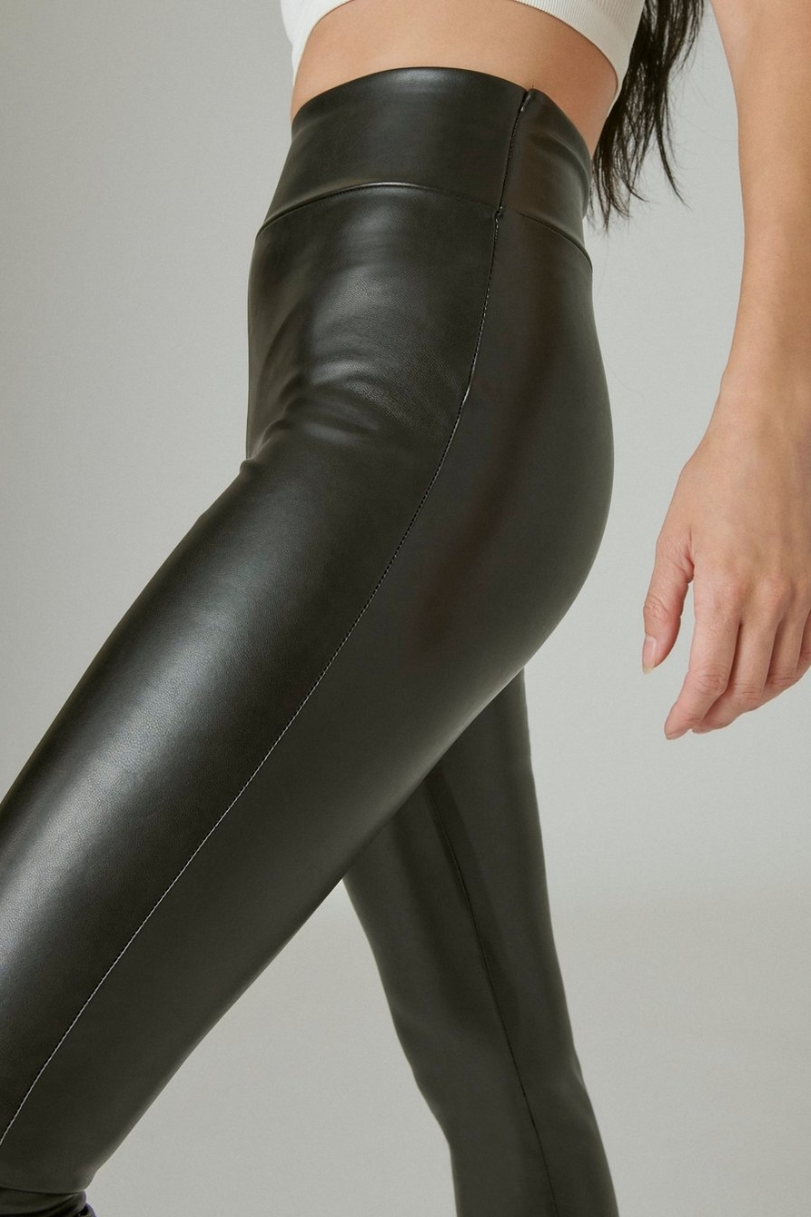 Lucky Brand Women's Vegan Leather Legging, Jet Black, XL at  Women's  Clothing store