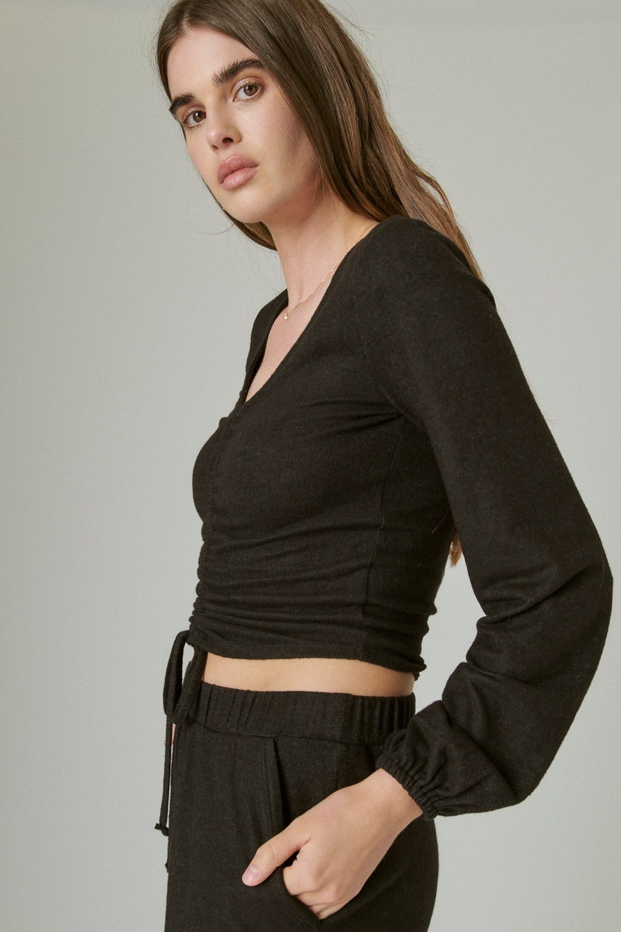 CLOUD JERSEY RIBBED RUCHED TOP, image 3
