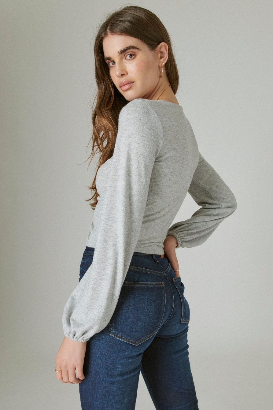 CLOUD JERSEY RIBBED RUCHED TOP, image 4