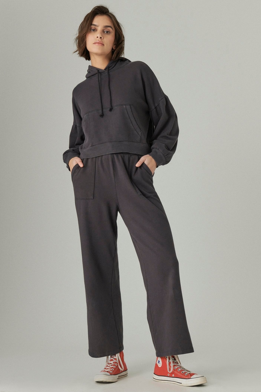 FRENCH TERRY CROPPED WIDE LEG PANT, image 1