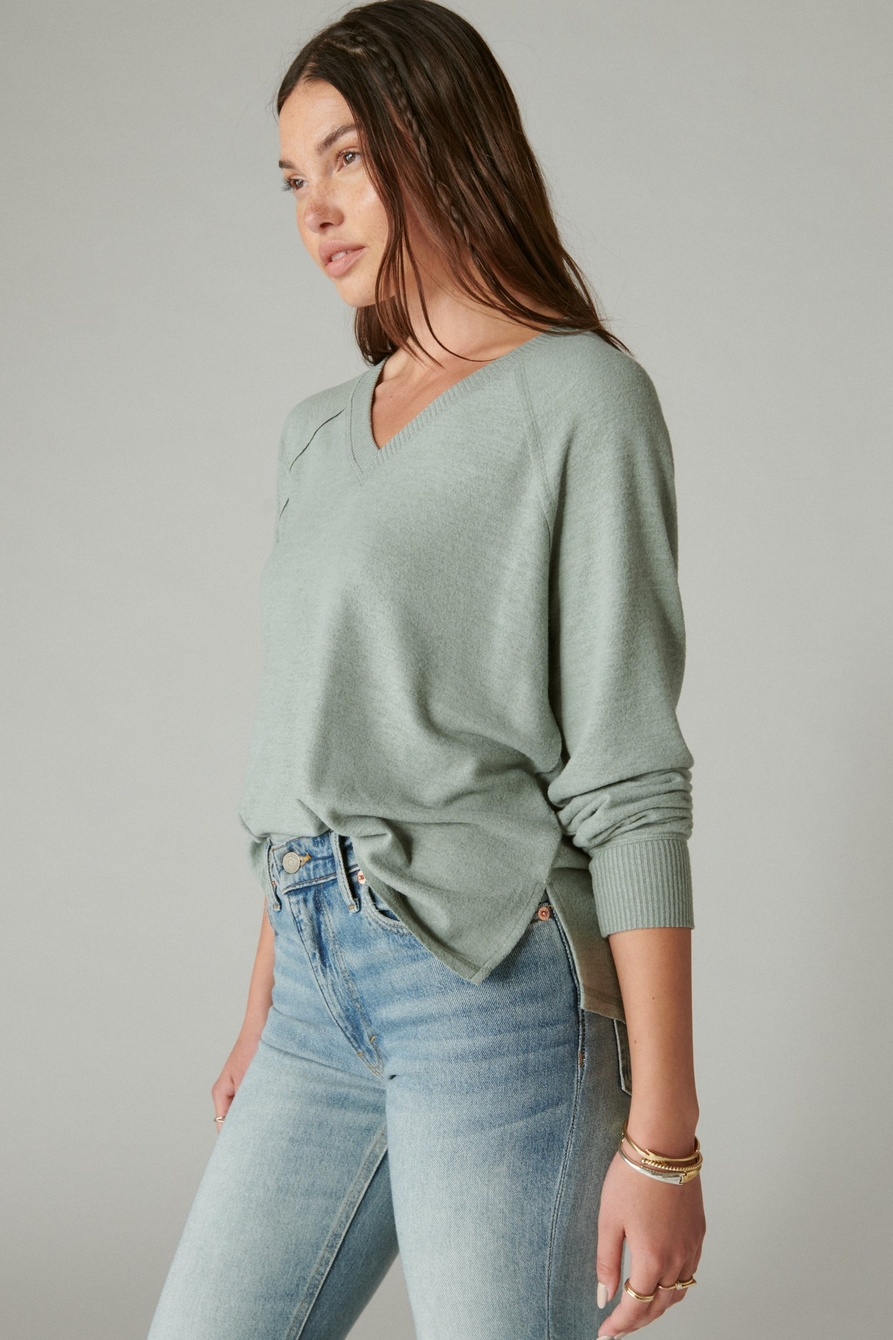 Lucky Brand Women's V-Neck Tunic Soft Cloud Knit Sweater – Biggybargains