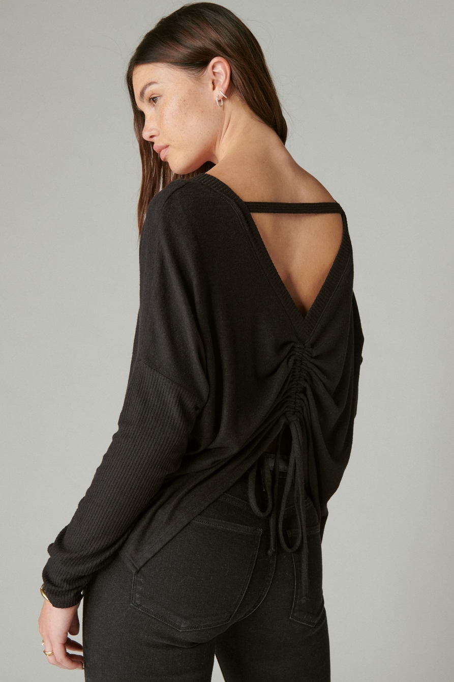 CLOUD JERSEY DEEP V RUCHED TOP, image 3
