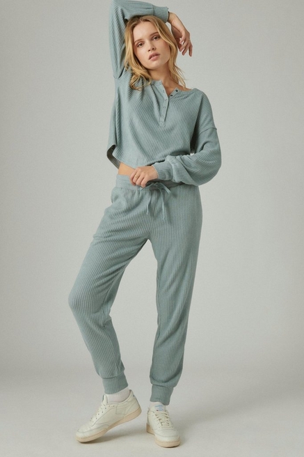 Lucky Brand Women's Pajama Set - 2 Piece Long Sleeve Sleep Shirt and Jogger  Pants with Velour Trim (S-XL), Size Medium, Spots in Motion - Yahoo Shopping