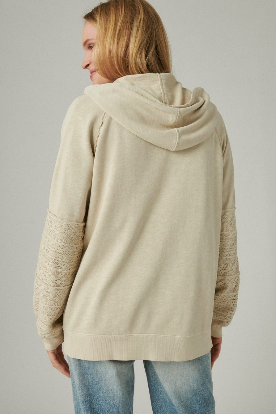 Lucky Brand 100% Cotton Solid Ivory Zip Up Hoodie Size L - 65% off