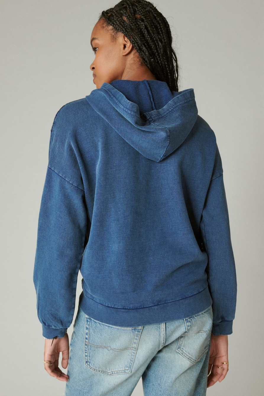 EMBROIDERED LACE UP HOODIE | Lucky Brand