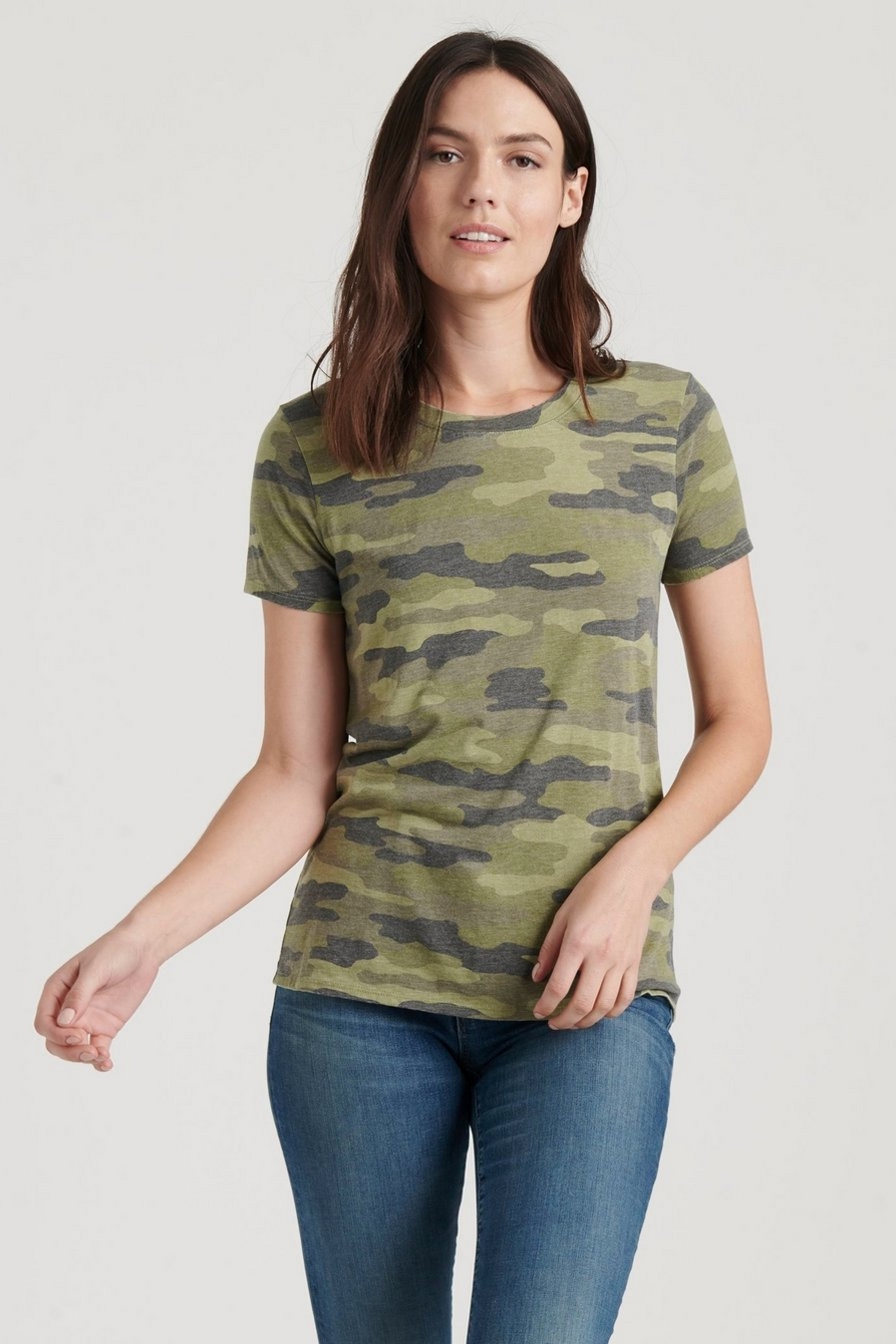 Lucky Brand Camo Burnout Tee (Green Multi) Women's T Shirt
