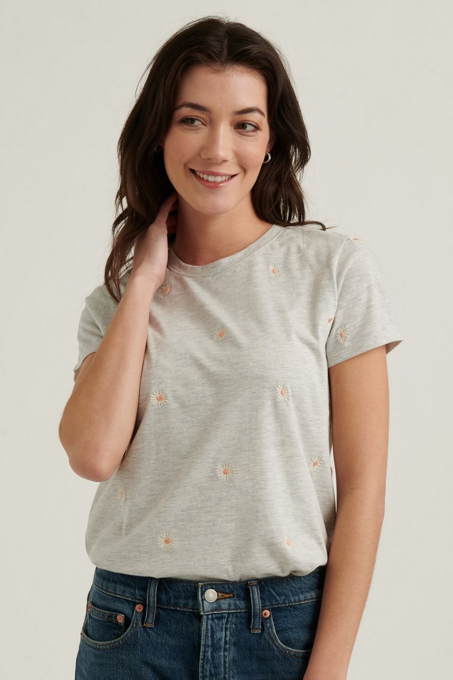 Lucky Brand Plus Embroidered-Daisy Tee