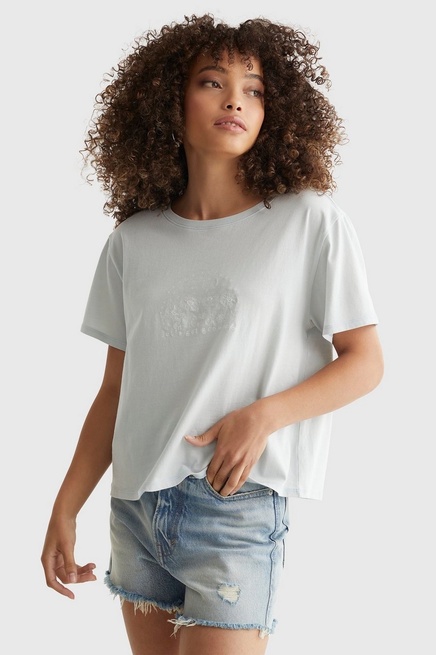 EMBROIDERED MIS FLORAL CROP TEE, image 1
