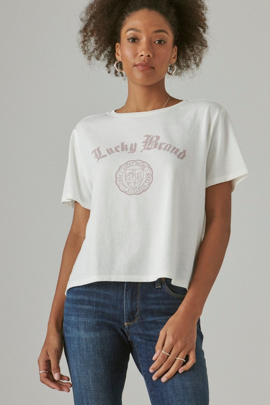 LUCKY BRAND SCRIPT CROPPED GRAPHIC CREW, image 1
