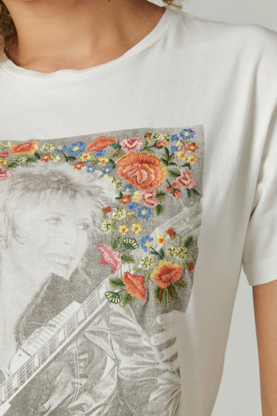 DAVID BOWIE EMBROIDERED ROSES BOYFRIEND GRAPHIC CREW, image 6
