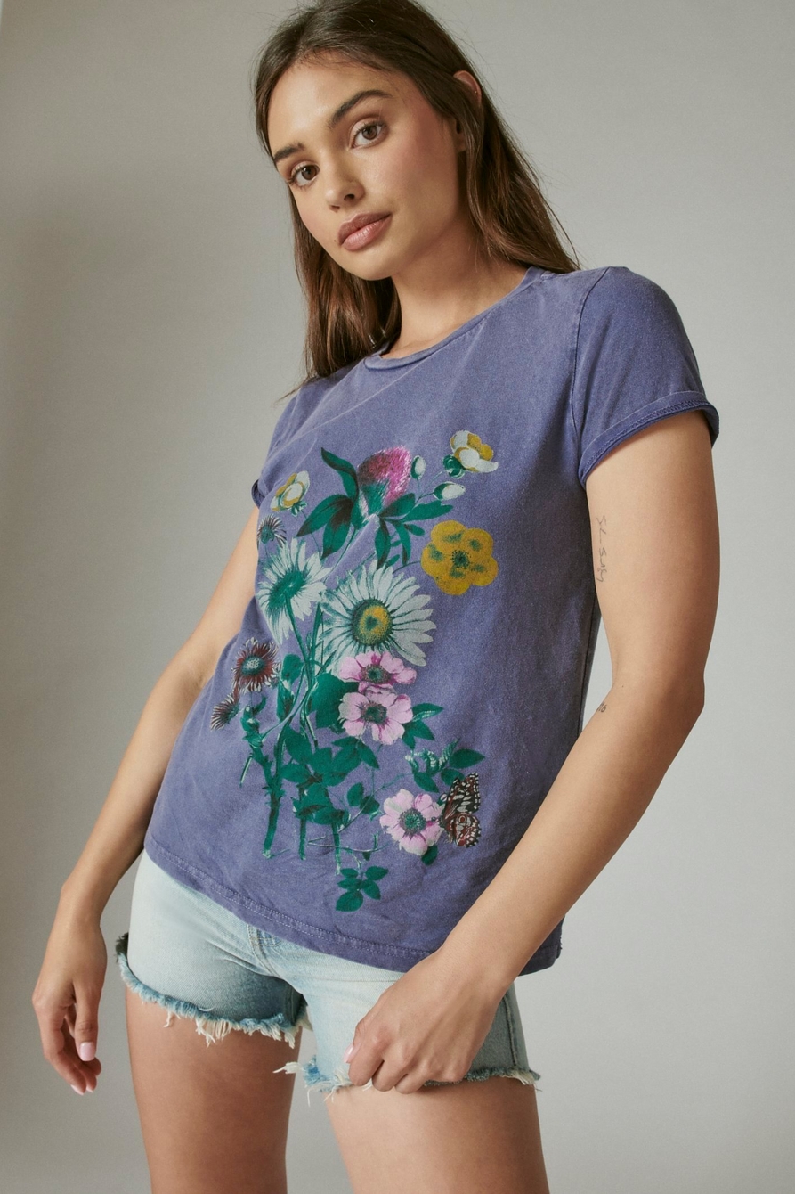 Lucky Brand Womens Floral Basic T-Shirt