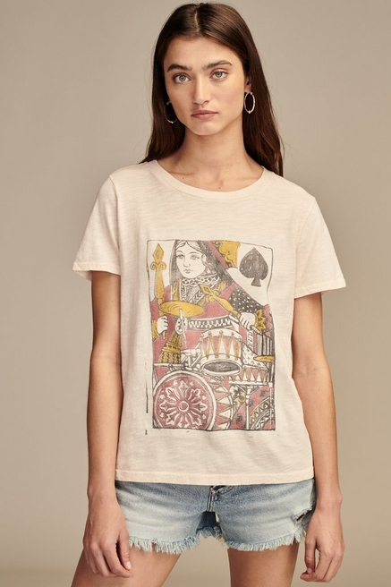 Lucky Brand Women's Cotton Ripped Jefferson-Graphic T-Shirt