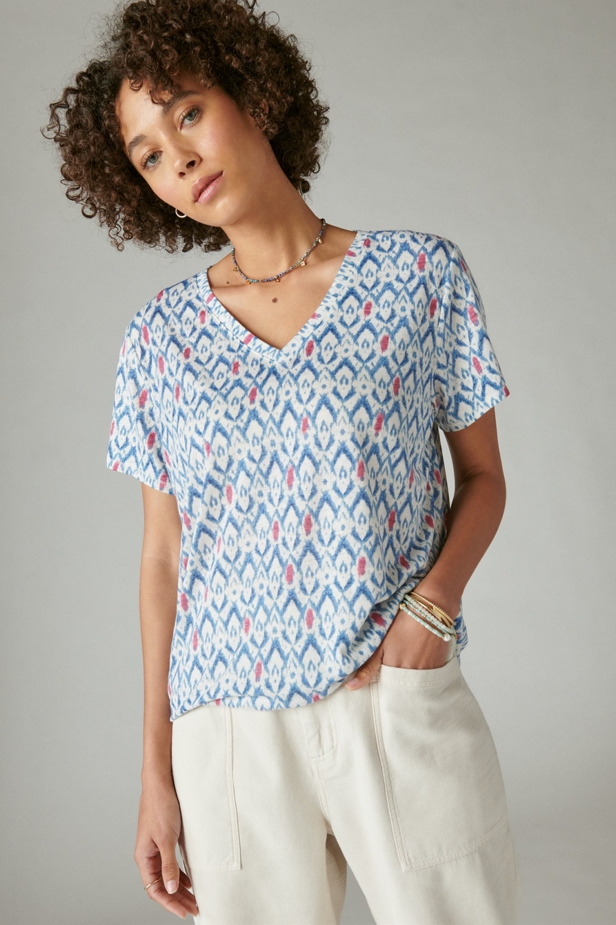 Lucky Brand Women's Classic V-neck T-shirt In Indigo Multi